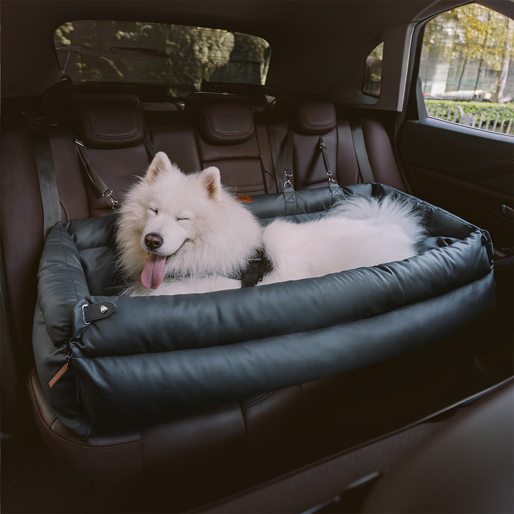 large deluxe faux leather dog car seat booster bed urban voyager