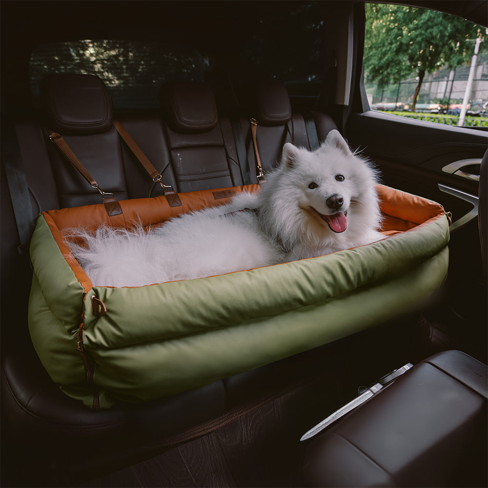 large deluxe faux leather dog car seat booster bed urban voyager