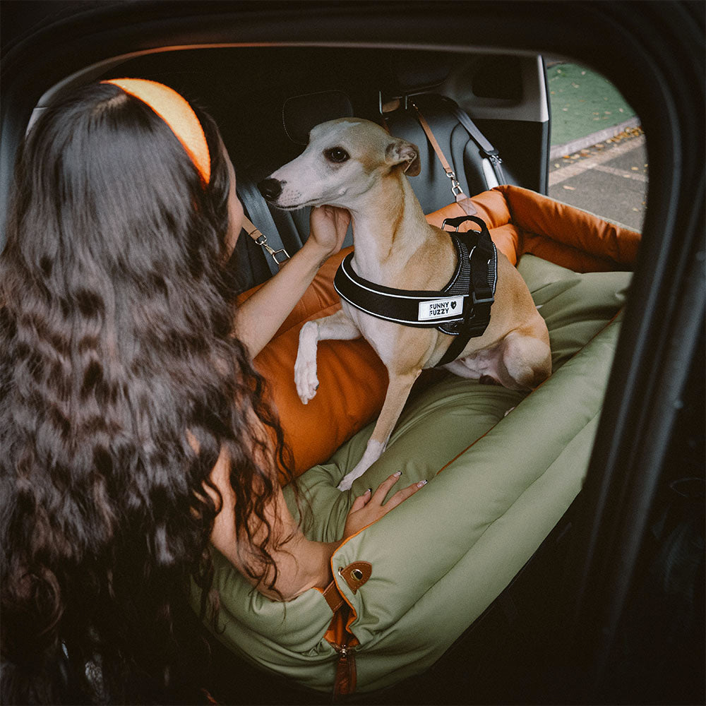 large deluxe faux leather dog car seat booster bed urban voyager