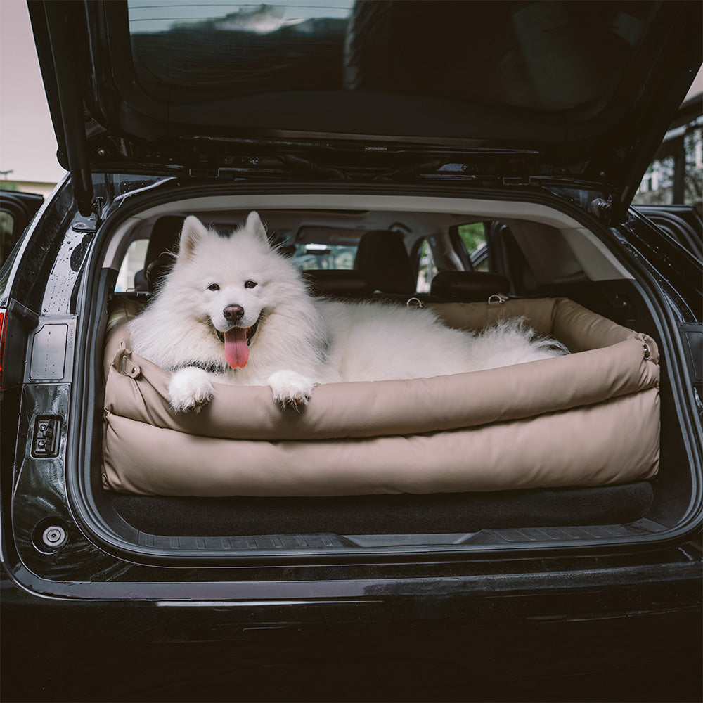large deluxe faux leather dog car seat booster bed urban voyager